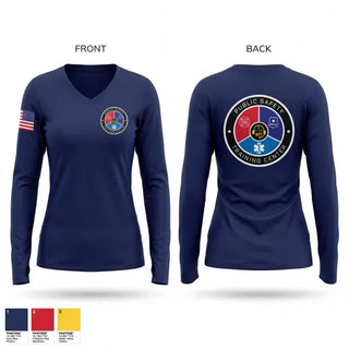 Womens Long Sleeve Vneck Shirt, Public Safety Training Center, Fire Department, Teamtime, Team time, sublimation, custom sports apparel, team uniforms, spirit wear, spiritwear, sports uniforms, custom shirts, team store, custom team store, fundraiser sports, apparel fundraiser