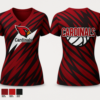 Womens Short Sleeve Vneck Shirt, Cardinals, Women's Volleyball, Teamtime, Team time, sublimation, custom sports apparel, team uniforms, spirit wear, spiritwear, sports uniforms, custom shirts, team store, custom team store, fundraiser sports, apparel fundraiser