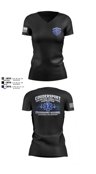 Womens Short Sleeve Vneck Shirt, Coudersport Ems, EMS/EMT, Teamtime, Team time, sublimation, custom sports apparel, team uniforms, spirit wear, spiritwear, sports uniforms, custom shirts, team store, custom team store, fundraiser sports, apparel fundraiser
