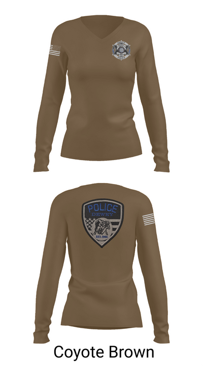 Dewey Police Department 16354640 Women's Long Sleeve V-neck Shirt - 16