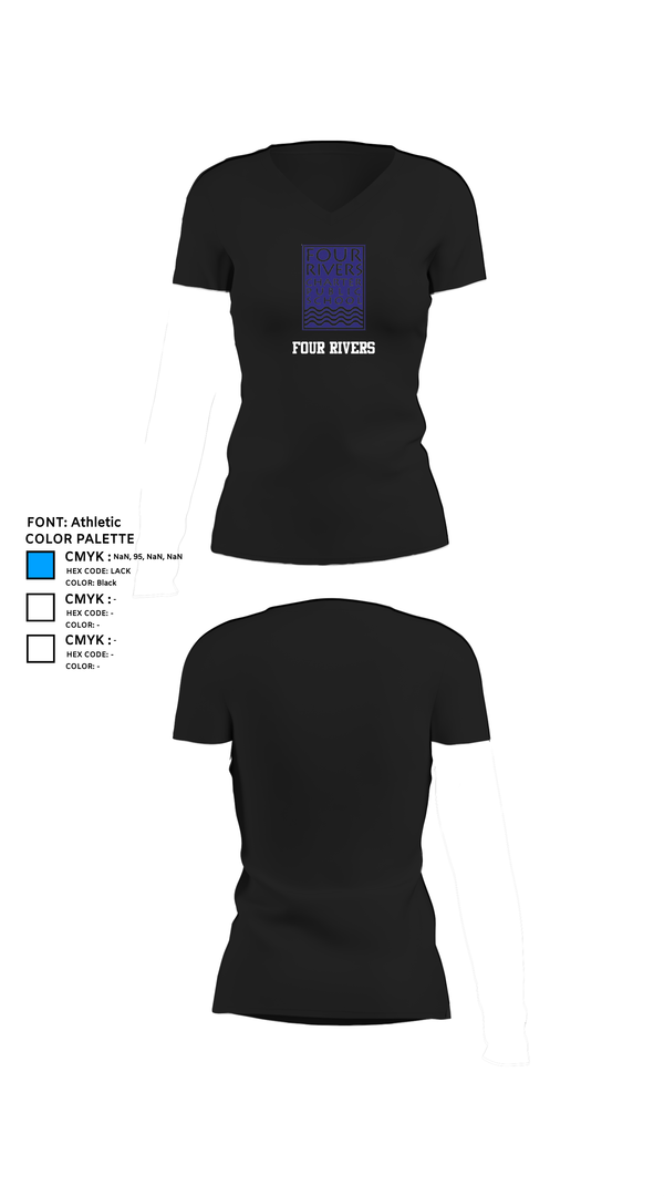 Womens Short Sleeve Vneck Shirt, Four Rivers, Cross Country, Teamtime, Team time, sublimation, custom sports apparel, team uniforms, spirit wear, spiritwear, sports uniforms, custom shirts, team store, custom team store, fundraiser sports, apparel fundraiser