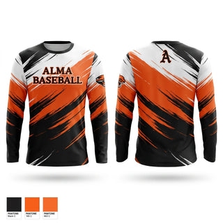 Long Sleeve Performance Shirt, Alma, Baseball, Teamtime, Team time, sublimation, custom sports apparel, team uniforms, spirit wear, spiritwear, sports uniforms, custom shirts, team store, custom team store, fundraiser sports, apparel fundraiser