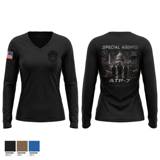 Womens Long Sleeve Vneck Shirt, ATP-7, Police, Teamtime, Team time, sublimation, custom sports apparel, team uniforms, spirit wear, spiritwear, sports uniforms, custom shirts, team store, custom team store, fundraiser sports, apparel fundraiser