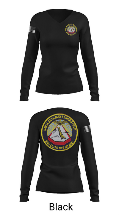 NAVAL AUXILIARY LANDING FIELD SAN CLEMENTE ISLAND 84948296 Women's Long Sleeve V-neck Shirt - 35