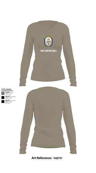 Womens Long Sleeve Vneck Shirt, Uss Carter Hall, , Teamtime, Team time, sublimation, custom sports apparel, team uniforms, spirit wear, spiritwear, sports uniforms, custom shirts, team store, custom team store, fundraiser sports, apparel fundraiser