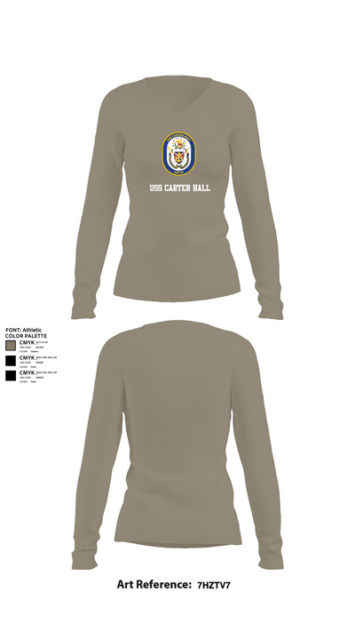 Uss Carter Hall 96042318 Women's Long Sleeve V-neck Shirt - 59