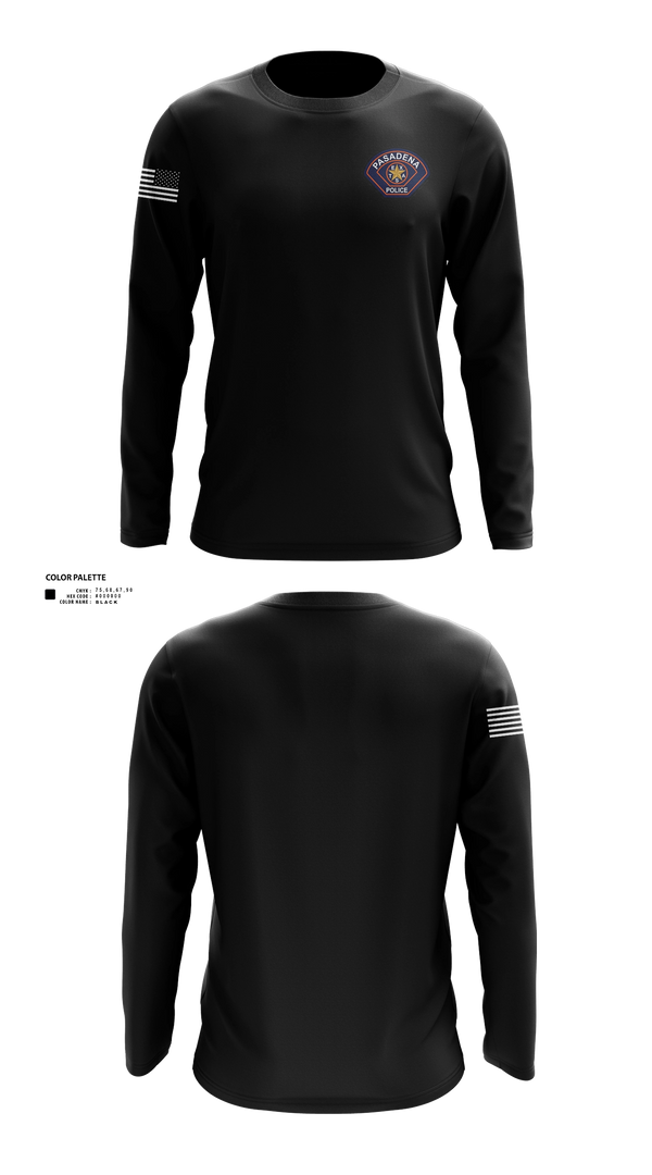 Long Sleeve Performance Shirt, Pasadena Police Department Honor Guard, Police, Teamtime, Team time, sublimation, custom sports apparel, team uniforms, spirit wear, spiritwear, sports uniforms, custom shirts, team store, custom team store, fundraiser sports, apparel fundraiser