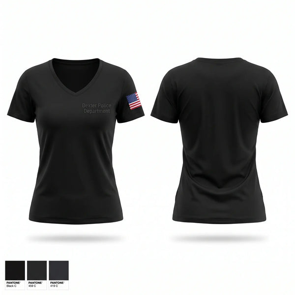 Womens Short Sleeve Vneck Shirt, Dexter Police Department, Police, Teamtime, Team time, sublimation, custom sports apparel, team uniforms, spirit wear, spiritwear, sports uniforms, custom shirts, team store, custom team store, fundraiser sports, apparel fundraiser