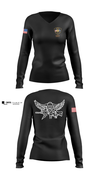 Womens Long Sleeve Vneck Shirt, Marlboro County Sheriff's Office SRT, Police, Teamtime, Team time, sublimation, custom sports apparel, team uniforms, spirit wear, spiritwear, sports uniforms, custom shirts, team store, custom team store, fundraiser sports, apparel fundraiser
