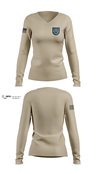 Womens Long Sleeve Vneck Shirt, 2nd Battalion 19th SFG (Airborne), Army, Teamtime, Team time, sublimation, custom sports apparel, team uniforms, spirit wear, spiritwear, sports uniforms, custom shirts, team store, custom team store, fundraiser sports, apparel fundraiser