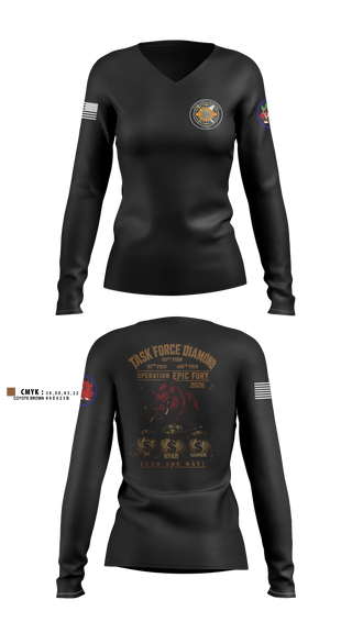Womens Long Sleeve Vneck Shirt, 93rd Finance Battalion, National Guard, Teamtime, Team time, sublimation, custom sports apparel, team uniforms, spirit wear, spiritwear, sports uniforms, custom shirts, team store, custom team store, fundraiser sports, apparel fundraiser