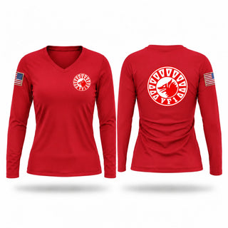 Womens Long Sleeve Vneck Shirt, VF-1 Wolfpack, Navy, Teamtime, Team time, sublimation, custom sports apparel, team uniforms, spirit wear, spiritwear, sports uniforms, custom shirts, team store, custom team store, fundraiser sports, apparel fundraiser