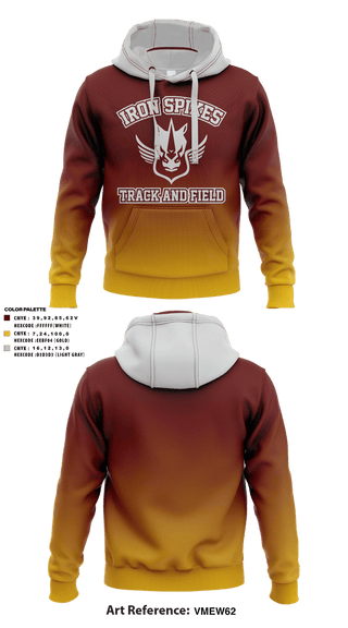 Hoodie, Iron Spikes Track & Field Club, Track & Field, Teamtime, Team time, sublimation, custom sports apparel, team uniforms, spirit wear, spiritwear, sports uniforms, custom shirts, team store, custom team store, fundraiser sports, apparel fundraiser