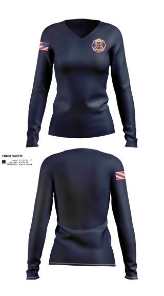 Womens Long Sleeve Vneck Shirt, Lawton Fire Department, Fire Department, Teamtime, Team time, sublimation, custom sports apparel, team uniforms, spirit wear, spiritwear, sports uniforms, custom shirts, team store, custom team store, fundraiser sports, apparel fundraiser