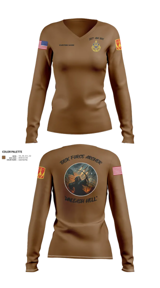 Womens Long Sleeve Vneck Shirt, HHB, 31st ADA BDE, , Teamtime, Team time, sublimation, custom sports apparel, team uniforms, spirit wear, spiritwear, sports uniforms, custom shirts, team store, custom team store, fundraiser sports, apparel fundraiser