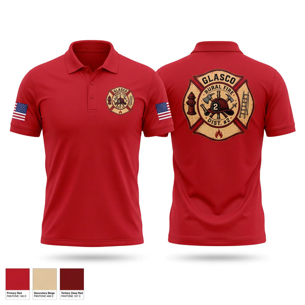 Short Sleeve Performance Polo, Glasco Rural Fire District #2, Fire Department, Teamtime, Team time, sublimation, custom sports apparel, team uniforms, spirit wear, spiritwear, sports uniforms, custom shirts, team store, custom team store, fundraiser sports, apparel fundraiser