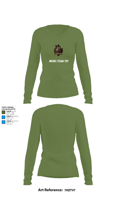 MESG1 TEAM 707 61403527 Women's Long Sleeve V-neck Shirt - 40