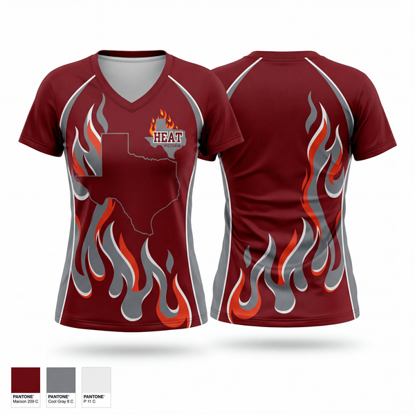 Womens Short Sleeve Vneck Shirt, Victoria HEAT, Track & Field, Teamtime, Team time, sublimation, custom sports apparel, team uniforms, spirit wear, spiritwear, sports uniforms, custom shirts, team store, custom team store, fundraiser sports, apparel fundraiser