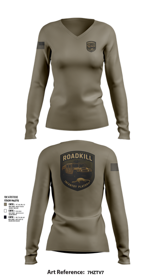 Womens Long Sleeve Vneck Shirt, ROADKILL, , Teamtime, Team time, sublimation, custom sports apparel, team uniforms, spirit wear, spiritwear, sports uniforms, custom shirts, team store, custom team store, fundraiser sports, apparel fundraiser