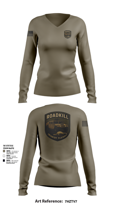 ROADKILL 33867303 Women's Long Sleeve V-neck Shirt - 102