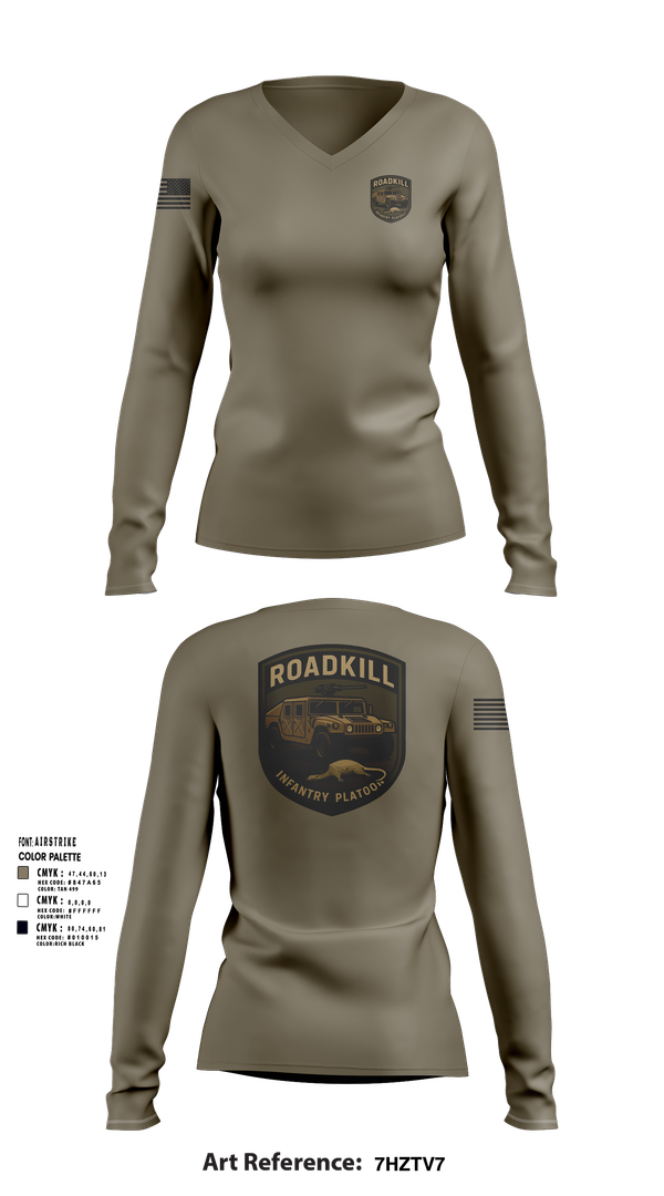 Womens Long Sleeve Vneck Shirt, ROADKILL, , Teamtime, Team time, sublimation, custom sports apparel, team uniforms, spirit wear, spiritwear, sports uniforms, custom shirts, team store, custom team store, fundraiser sports, apparel fundraiser