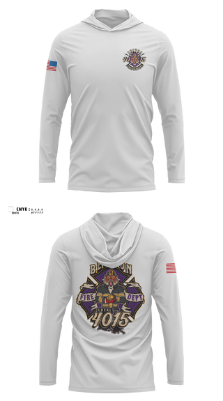 Long Sleeve Hooded Sun Shirt, Benton Fire, Fire Department, Teamtime, Team time, sublimation, custom sports apparel, team uniforms, spirit wear, spiritwear, sports uniforms, custom shirts, team store, custom team store, fundraiser sports, apparel fundraiser
