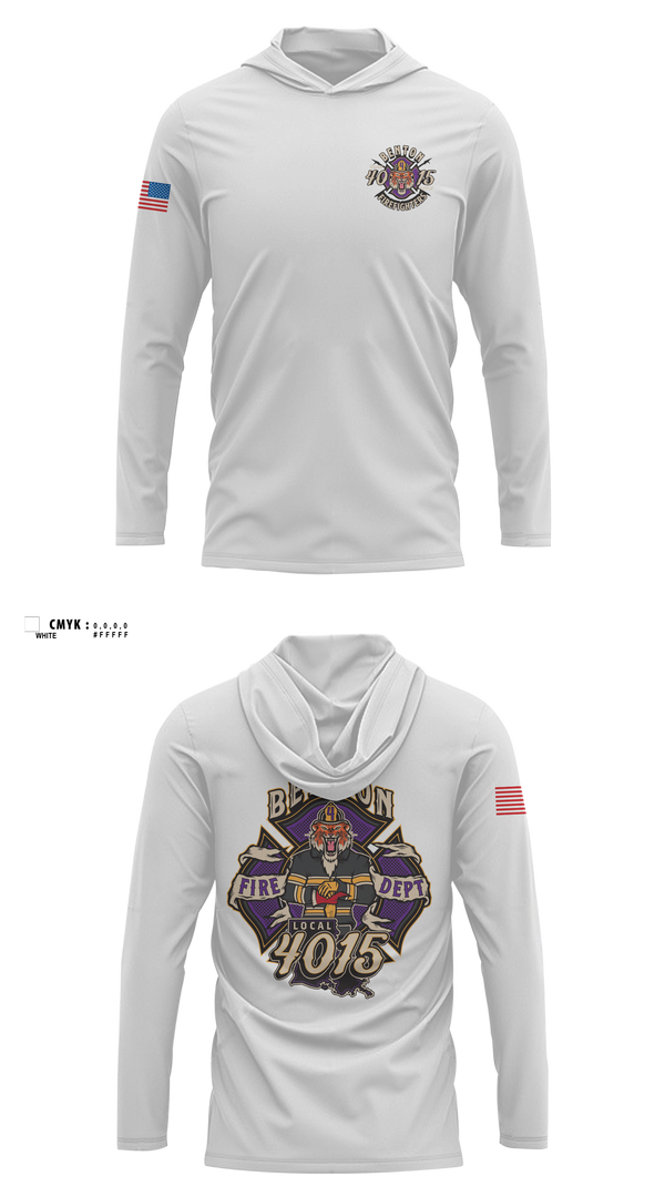 Long Sleeve Hooded Sun Shirt, Benton Fire, Fire Department, Teamtime, Team time, sublimation, custom sports apparel, team uniforms, spirit wear, spiritwear, sports uniforms, custom shirts, team store, custom team store, fundraiser sports, apparel fundraiser
