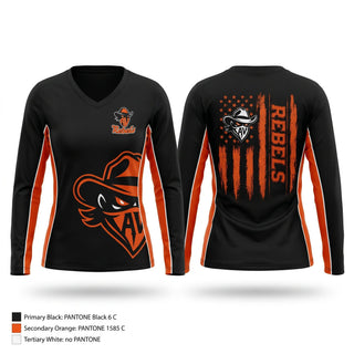 Womens Long Sleeve Vneck Shirt, AV Rebels, , Teamtime, Team time, sublimation, custom sports apparel, team uniforms, spirit wear, spiritwear, sports uniforms, custom shirts, team store, custom team store, fundraiser sports, apparel fundraiser