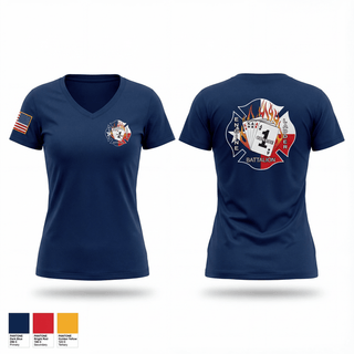 Womens Short Sleeve Vneck Shirt, CFD Station 1, Fire Department, Teamtime, Team time, sublimation, custom sports apparel, team uniforms, spirit wear, spiritwear, sports uniforms, custom shirts, team store, custom team store, fundraiser sports, apparel fundraiser