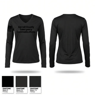 Womens Long Sleeve Vneck Shirt, Carroll County Emergency Communications, Police, Teamtime, Team time, sublimation, custom sports apparel, team uniforms, spirit wear, spiritwear, sports uniforms, custom shirts, team store, custom team store, fundraiser sports, apparel fundraiser