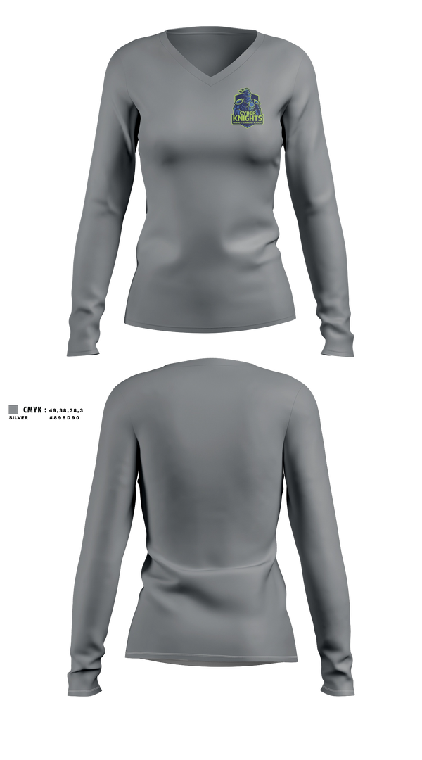 Womens Long Sleeve Vneck Shirt, Gaming and Technology academy, Spirit Store, Teamtime, Team time, sublimation, custom sports apparel, team uniforms, spirit wear, spiritwear, sports uniforms, custom shirts, team store, custom team store, fundraiser sports, apparel fundraiser