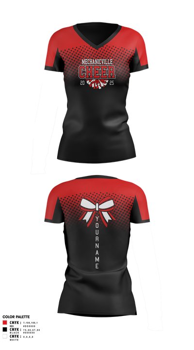 Mechanicville High School Cheer 64273422 Women's Short Sleeve V-neck Shirt - 1