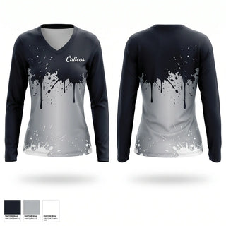 Womens Long Sleeve Vneck Shirt, Calico's, Softball, Teamtime, Team time, sublimation, custom sports apparel, team uniforms, spirit wear, spiritwear, sports uniforms, custom shirts, team store, custom team store, fundraiser sports, apparel fundraiser