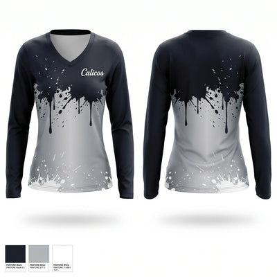 Calico's Women's Long Sleeve V-neck Shirt - 1