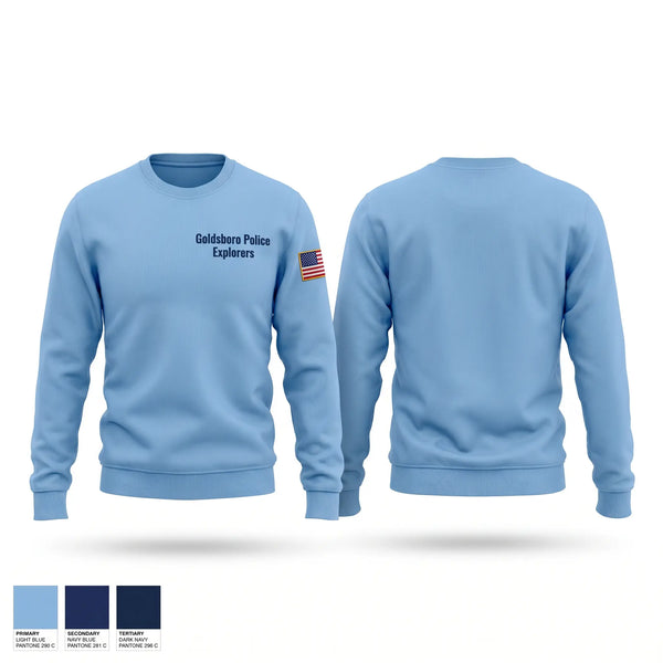 Crew Neck Sweatshirt, Goldsboro Police Explorers, Police, Teamtime, Team time, sublimation, custom sports apparel, team uniforms, spirit wear, spiritwear, sports uniforms, custom shirts, team store, custom team store, fundraiser sports, apparel fundraiser