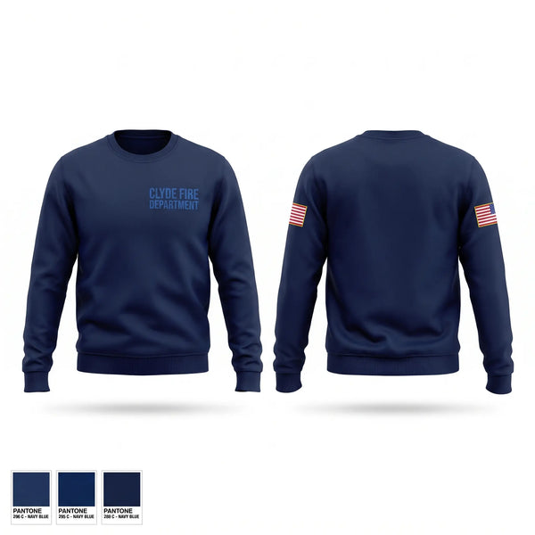 Crew Neck Sweatshirt, Clyde fire department, Fire Department, Teamtime, Team time, sublimation, custom sports apparel, team uniforms, spirit wear, spiritwear, sports uniforms, custom shirts, team store, custom team store, fundraiser sports, apparel fundraiser