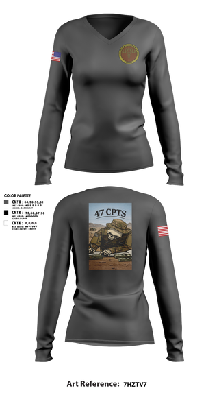 Womens Long Sleeve Vneck Shirt, 47 CPTS, Air Force, Teamtime, Team time, sublimation, custom sports apparel, team uniforms, spirit wear, spiritwear, sports uniforms, custom shirts, team store, custom team store, fundraiser sports, apparel fundraiser