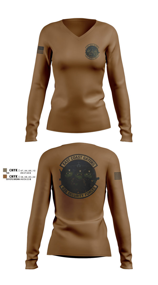 Womens Long Sleeve Vneck Shirt, 628 Security Forces, Air Force, Teamtime, Team time, sublimation, custom sports apparel, team uniforms, spirit wear, spiritwear, sports uniforms, custom shirts, team store, custom team store, fundraiser sports, apparel fundraiser