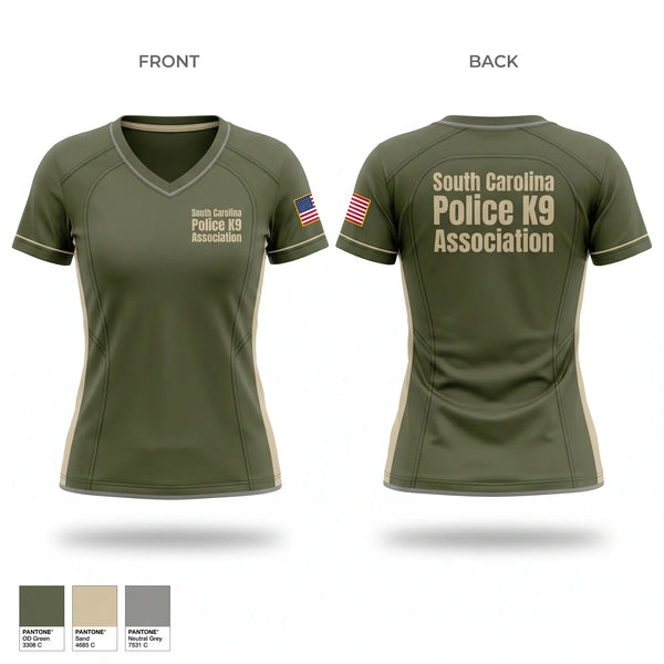 Womens Short Sleeve Vneck Shirt, South Carolina Police K9 Association, Police, Teamtime, Team time, sublimation, custom sports apparel, team uniforms, spirit wear, spiritwear, sports uniforms, custom shirts, team store, custom team store, fundraiser sports, apparel fundraiser