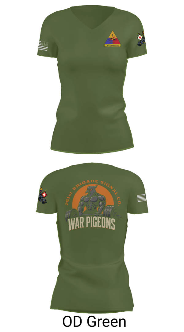 Womens Short Sleeve Vneck Shirt, 261st War Pigeons, Army, Teamtime, Team time, sublimation, custom sports apparel, team uniforms, spirit wear, spiritwear, sports uniforms, custom shirts, team store, custom team store, fundraiser sports, apparel fundraiser