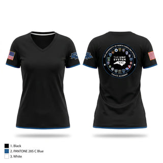 Womens Short Sleeve Vneck Shirt, The UNC System BLET, Police, Teamtime, Team time, sublimation, custom sports apparel, team uniforms, spirit wear, spiritwear, sports uniforms, custom shirts, team store, custom team store, fundraiser sports, apparel fundraiser