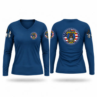 Womens Long Sleeve Vneck Shirt, St. Cloud Police K-9, Police, Teamtime, Team time, sublimation, custom sports apparel, team uniforms, spirit wear, spiritwear, sports uniforms, custom shirts, team store, custom team store, fundraiser sports, apparel fundraiser