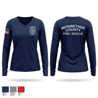 Womens Long Sleeve Vneck Shirt, Meriwether county fire rescue, Fire Department, Teamtime, Team time, sublimation, custom sports apparel, team uniforms, spirit wear, spiritwear, sports uniforms, custom shirts, team store, custom team store, fundraiser sports, apparel fundraiser