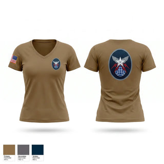 Womens Short Sleeve Vneck Shirt, 4 SOPS, Space Force, Teamtime, Team time, sublimation, custom sports apparel, team uniforms, spirit wear, spiritwear, sports uniforms, custom shirts, team store, custom team store, fundraiser sports, apparel fundraiser