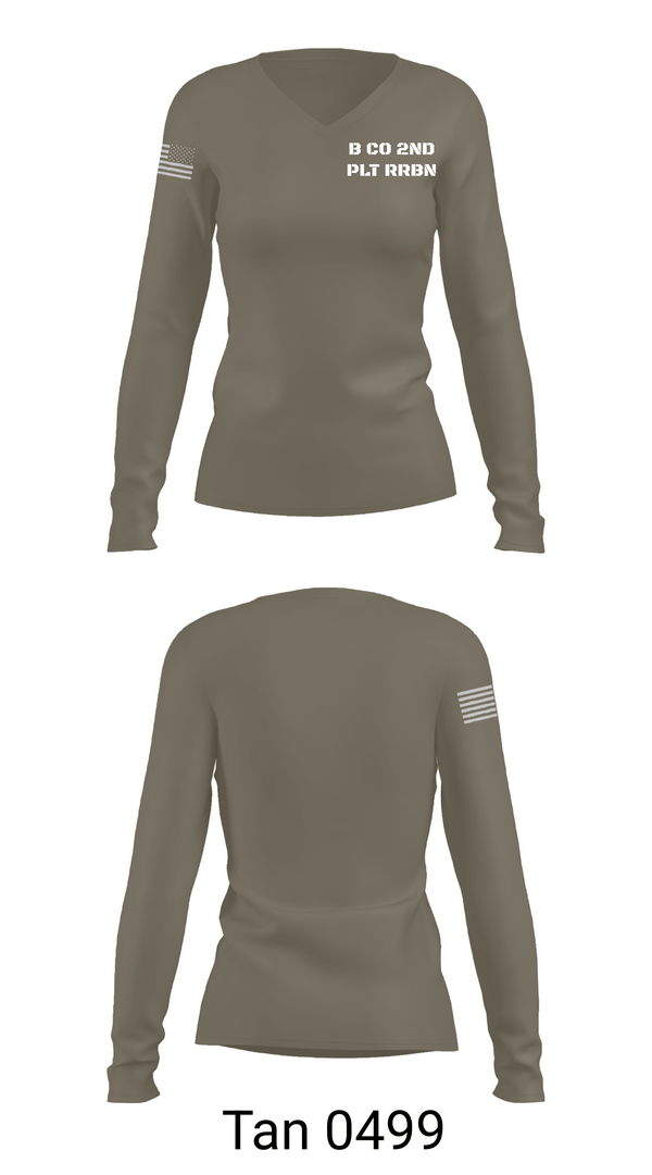 Womens Long Sleeve Vneck Shirt, B CO 2ND PLT RRBN, National Guard, Teamtime, Team time, sublimation, custom sports apparel, team uniforms, spirit wear, spiritwear, sports uniforms, custom shirts, team store, custom team store, fundraiser sports, apparel fundraiser