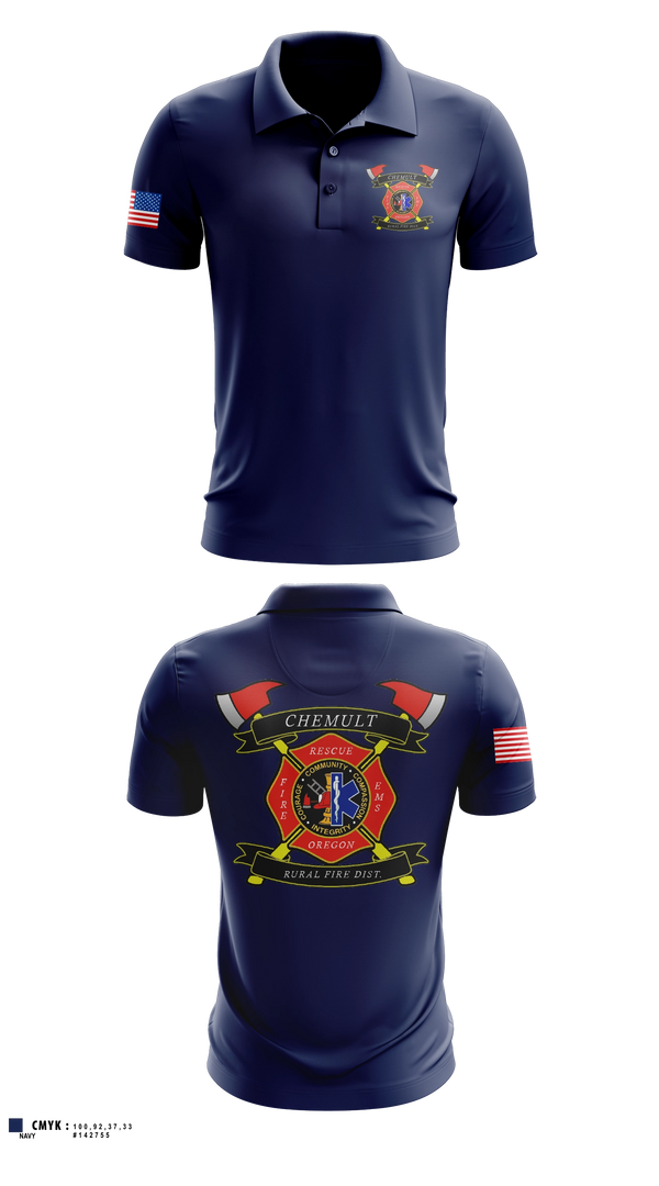 Short Sleeve Performance Polo, Chemult Rural Fire Protection District, Fire Department, Teamtime, Team time, sublimation, custom sports apparel, team uniforms, spirit wear, spiritwear, sports uniforms, custom shirts, team store, custom team store, fundraiser sports, apparel fundraiser