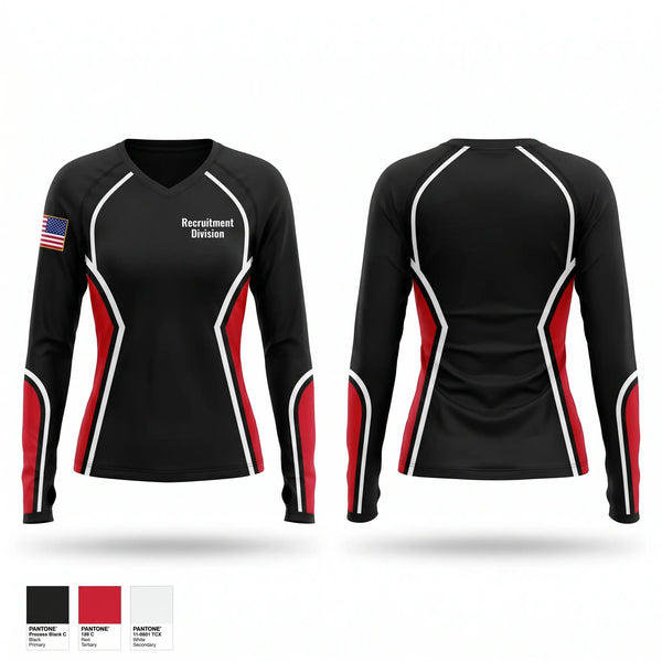 Womens Long Sleeve Vneck Shirt, Recruitment Division, Police, Teamtime, Team time, sublimation, custom sports apparel, team uniforms, spirit wear, spiritwear, sports uniforms, custom shirts, team store, custom team store, fundraiser sports, apparel fundraiser