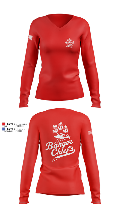 VAW-117 15130068 Women's Long Sleeve V-neck Shirt - 6