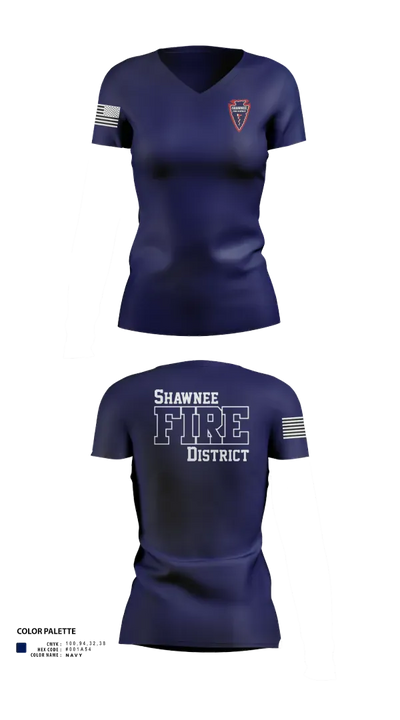 Shawnee Fire District 96623811 Women's Short Sleeve V-neck Shirt - 2