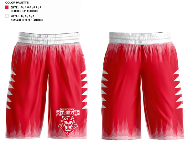 Mens Basketball Shorts, Elkmont Red Devils, Men's Basketball, Teamtime, Team time, sublimation, custom sports apparel, team uniforms, spirit wear, spiritwear, sports uniforms, custom shirts, team store, custom team store, fundraiser sports, apparel fundraiser